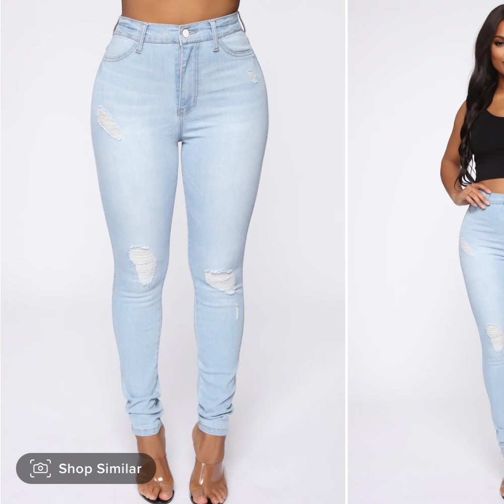 NWT FASHION NOVA LIGHT WASH, HIGH WAIST EMMA JEANS. SZ. 18